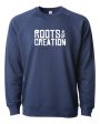 CREWNECK SWEATSHIRT: Roots of Creation Logo (White Logo on Black or Indigo) For Discount