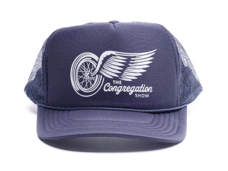 The Congregation Show Winged Wheel Hat - Navy on Sale